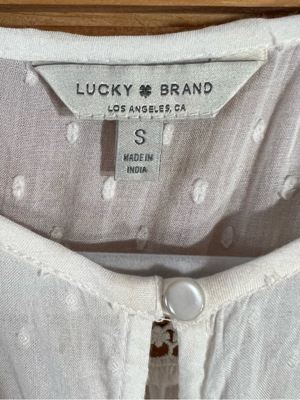 Lucky Brand White Swiss Dot Mini Dress Peasant Boho Gathered Gauzy Flowy Coastal - Picture 2 of 7